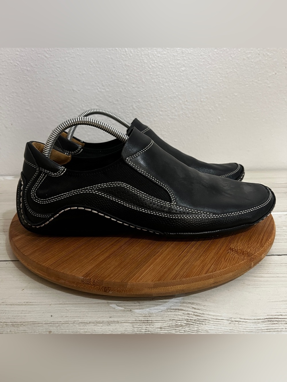 Cole Haan Nike Air Mens Black Leather Slip On Loafers Comfort Casual Shoes Sz 10
